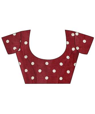 Maroon printed cotton saree with blouse 5