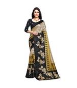Black printed cotton saree with blouse