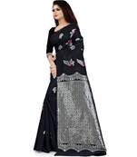 Black Color Banarasi Silk Jacquard Work Silver Peacock Banarasi Saree With Blouse