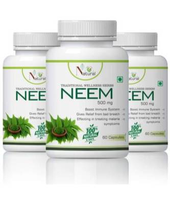 NATURAL Neem Boost Immune System Capsules Pack of 3  (180 No) 1