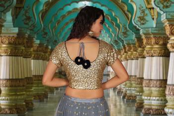 Grey Embroidered Net Readymade Lehenga Cholis 6