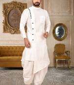 White Art Silk Designer Kurta