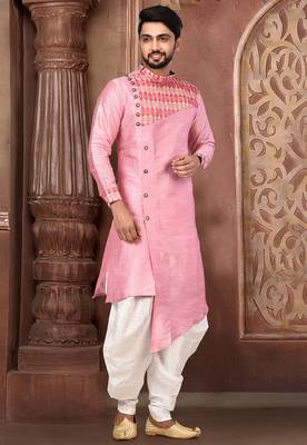Pink Printed Art Silk Designer Dhoti Kurta 1