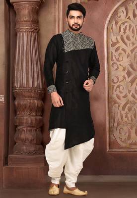 Black  Printed Combination Designer Art Silk Kurta 1
