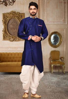 Royal Blue Printed Combination Designer Dhoti Kurta 1
