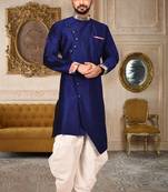 Royal Blue Printed Combination Designer Dhoti Kurta