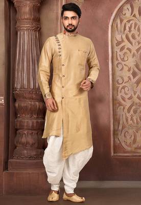 Beige Cotton Silk Designer Dhoti Kurta 1