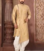 Beige Cotton Silk Designer Dhoti Kurta