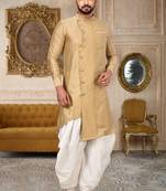 Beige Cotton Silk Dhoti Kurta