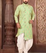 Light Green  Matka Silk Kurta
