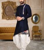 Navy Blue Art Silk Designer Dhoti Kurta