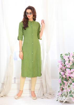 Parrot Rayon  Designer straight cut kurti 1