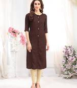 Brown Rayon Designer straight cut kurti