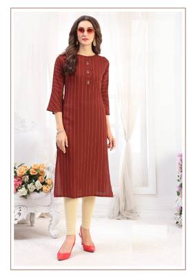 Rust  Rayon Designer straight cut kurti 1