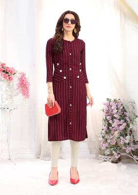 Maroon  Rayon Designer straight cut kurti 1