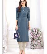 Grey  Rayon Designer straight cut kurti