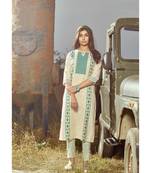 Off White Printed Heavy slub  straight cut Kurti set