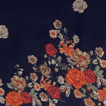 Navy Blue Color Linen Cotton Digital Print Saree 4