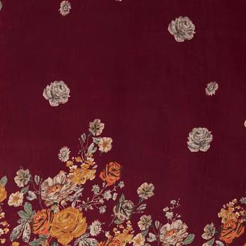 Maroon Blue Color Linen Cotton Digital Print Saree 4