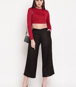 Black plain viscose trousers