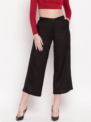Black plain viscose trousers 2
