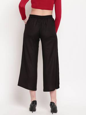 Black plain viscose trousers 3