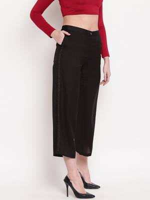 Black plain viscose trousers 4