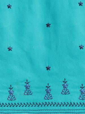 Navy Blue & Sea Green Color Embroidered Unstitched Dress Material 3