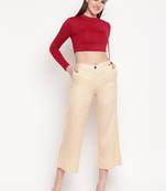Cream plain viscose trousers
