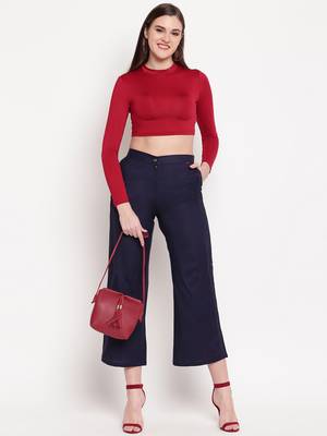 Blue plain viscose trousers 1