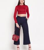 Blue plain viscose trousers