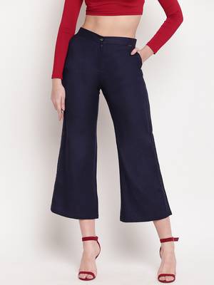 Blue plain viscose trousers 2