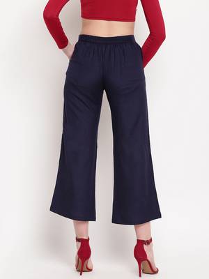 Blue plain viscose trousers 3