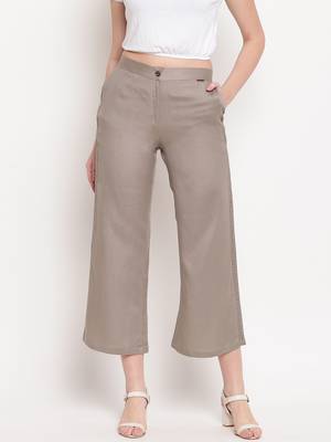 Grey plain viscose trousers 2