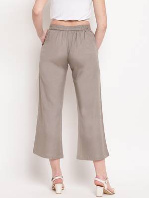 Grey plain viscose trousers 3