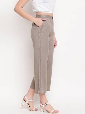 Grey plain viscose trousers 4