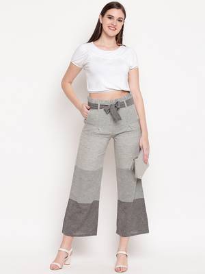 Brown plain cotton trousers 1