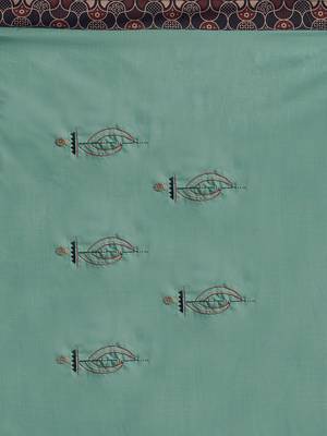 Sea Green Color Ruby Silk Emroidered Saree 5