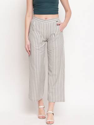 Grey plain cotton trousers 2
