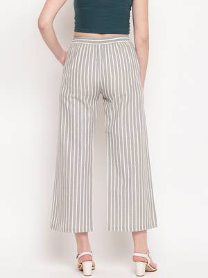 Grey plain cotton trousers 3
