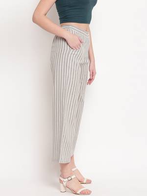 Grey plain cotton trousers 4