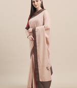 Pink Color Ruby Silk Emroidered Saree