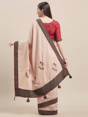 Pink Color Ruby Silk Emroidered Saree 2