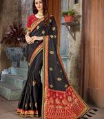 Black Embroidered Art Silk saree with blouse