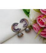 Cute Two Tone Pure German Silver Jhumkas With Ad Stones