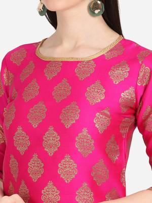 Pink & Sea Green Color Unstitched Dress Material 3