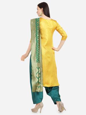 Yellow & Green Color Unstitched Dress Material 2
