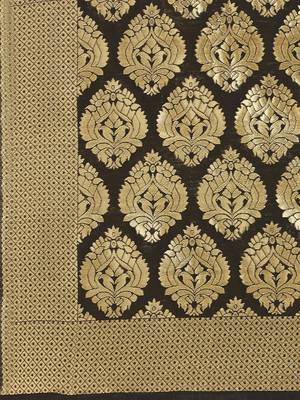 Yellow & Black Color Unstitched Dress Material 4