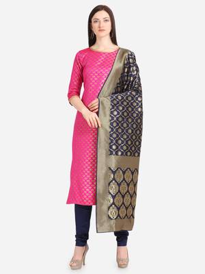 Sea Green & Navy Blue Color Unstitched Dress Material 1