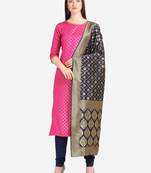 Sea Green & Navy Blue Color Unstitched Dress Material